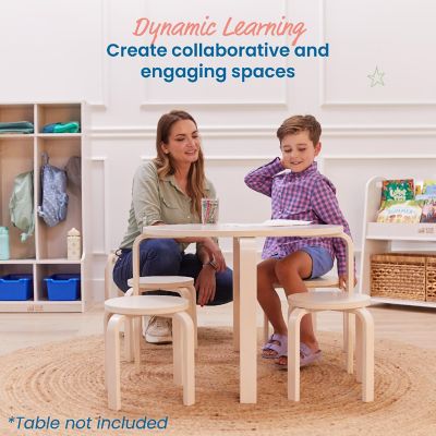 ECR4Kids Bentwood Stackable Stools, White Wash, 6-Piece Image 3