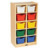 ECR4Kids Birch 10 Cubby Tray Cabinet with Assorted Bins Image 3