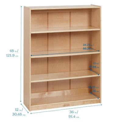 ECR4Kids Classic Bookcase, 48in, Adjustable Bookshelf, Natural Image 1