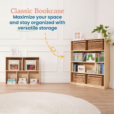 ECR4Kids Classic Bookcase, 48in, Adjustable Bookshelf, Natural Image 2