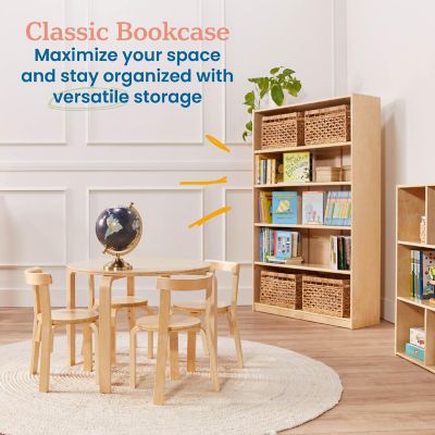 ECR4Kids Classic Bookcase, 60in, Adjustable Bookshelf, Natural Image 2