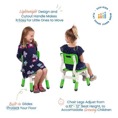 ECR4Kids Classroom Adjustable Chair, Flexible Seating, Grassy Green, 2-Pack Image 2