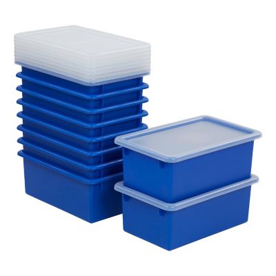ECR4Kids Cubby Storage Bin with Lid, Blue, 10-Piece Image 1