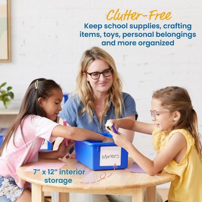 ECR4Kids Cubby Storage Bin with Lid, Blue, 10-Piece Image 2