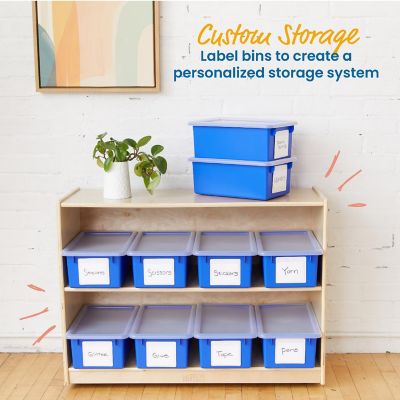 ECR4Kids Cubby Storage Bin with Lid, Blue, 10-Piece Image 3
