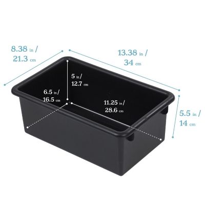 ECR4Kids Cubby Storage Bin with Lid, Multipurpose Organization, Black, 10-Piece Image 1