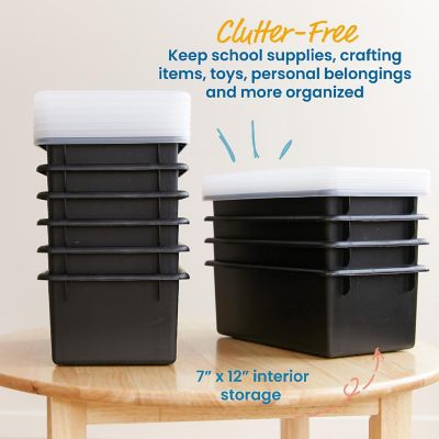 ECR4Kids Cubby Storage Bin with Lid, Multipurpose Organization, Black, 10-Piece Image 2
