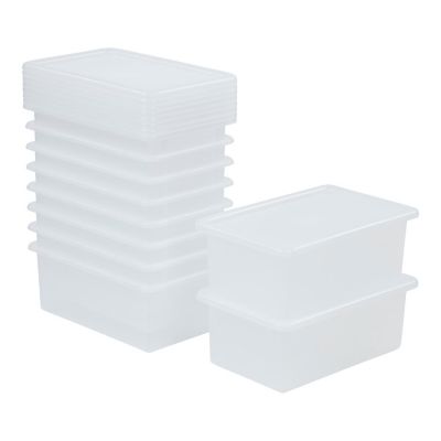 ECR4Kids Cubby Storage Bin with Lid, Multipurpose Organization, Clear, 10-Piece Image 1