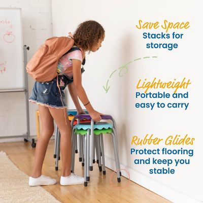 ECR4Kids Daisy Stackable Stool Set, Flexible Seating, Assorted, 8-Piece Image 2