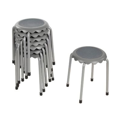 ECR4Kids Daisy Stackable Stool Set, Flexible Seating, Grey, 8-Piece Image 1