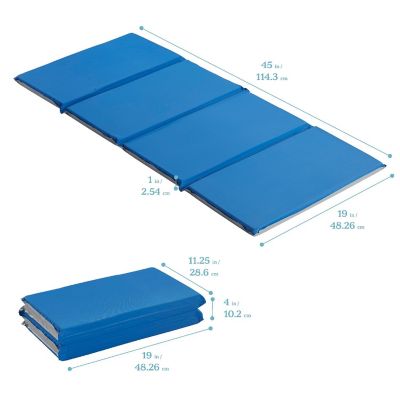 ECR4Kids Everyday Folding Rest Mat, 4-Section, 1in, Blue/Grey, 5-Pack Image 1