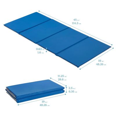 ECR4Kids Everyday Folding Rest Mat, 4-Section, 5/8in, Sleeping Pad, Blue/Grey, 5-Pack Image 1