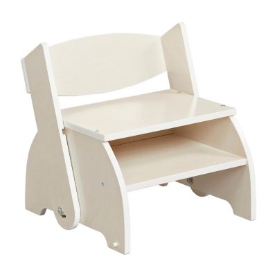 ECR4Kids Flip-Flop Step Stool and Chair, Kids Furniture, White Wash Image 1
