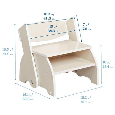 ECR4Kids Flip-Flop Step Stool and Chair, Kids Furniture, White Wash Image 1