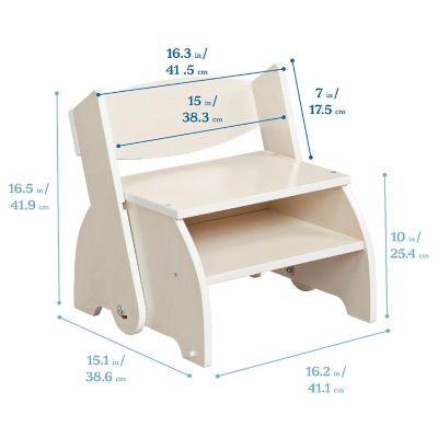 ECR4Kids Flip-Flop Step Stool and Chair, White Wash Image 1