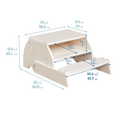 ECR4Kids Flip-Flop Step Stool and Chair, White Wash Image 2