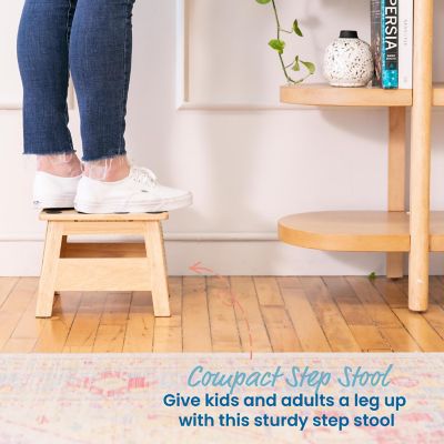 ECR4Kids Folding Step Stool with Handle, Kids Furniture, Natural Image 2