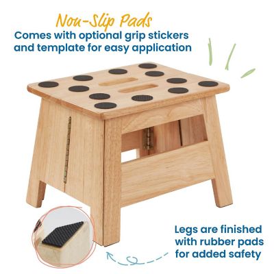 ECR4Kids Folding Step Stool with Handle, Kids Furniture, Natural Image 3