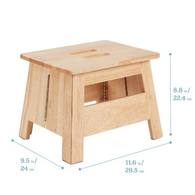 ECR4Kids Folding Step Stool with Handle, Natural Image 1