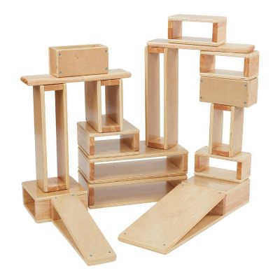 ECR4Kids Hollow Block Set, Wooden Toys, Natural, 18-Piece Image 1