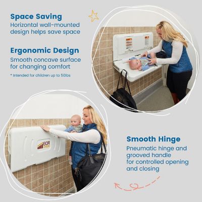 ECR4Kids Horizontal Diaper Changing Station, White Granite Image 2