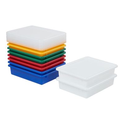 ECR4Kids Letter Size Tray with Lid, Storage Bin, Assorted, 10-Piece Image 1