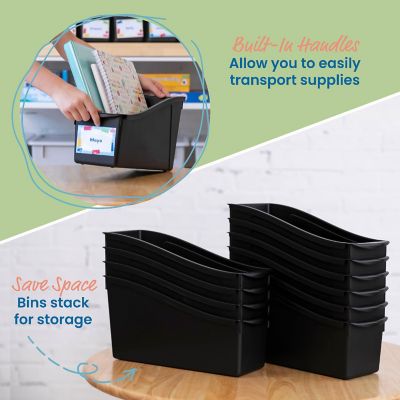 ECR4Kids Linking Book Bin, Black, 10-Piece Image 3