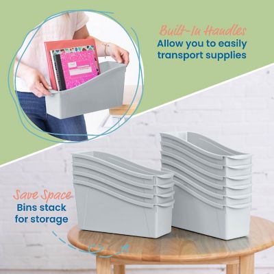 ECR4Kids Linking Book Bin, Light Grey, 10-Piece Image 3
