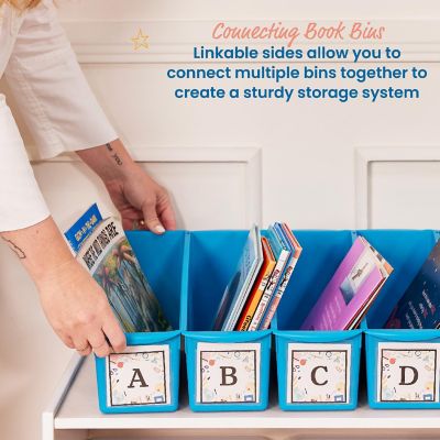 ECR4Kids Linking Book Bin, Neon Blue, 10-Piece Image 2