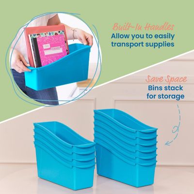 ECR4Kids Linking Book Bin, Neon Blue, 10-Piece Image 3