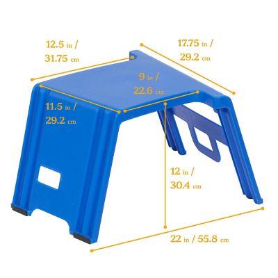 ECR4Kids Linking Stool Set, Blue, 4-Piece Image 1