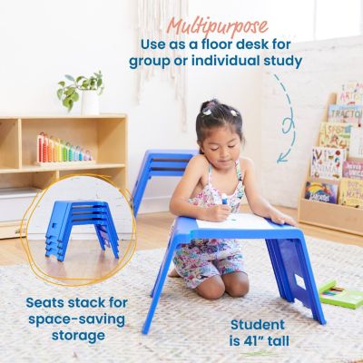 ECR4Kids Linking Stool Set, Blue, 4-Piece Image 3