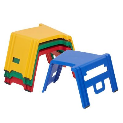 ECR4Kids Linking Stool Set, Flexible Seating, Assorted, 4-Piece Image 1