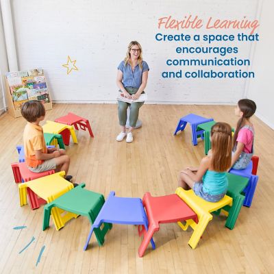 ECR4Kids Linking Stool Set, Flexible Seating, Assorted, 4-Piece Image 2