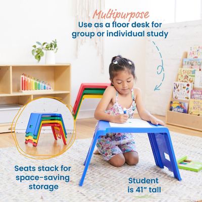 ECR4Kids Linking Stool Set, Flexible Seating, Assorted, 4-Piece Image 3