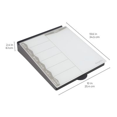 ECR4Kids MessageStor Dry-Erase Glass Board Memo Station, Grey Image 1