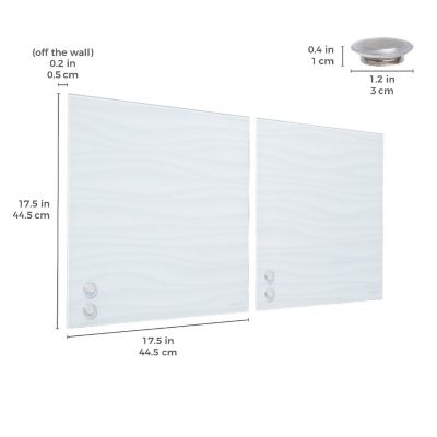 ECR4Kids MessageStor Magnetic Dry-Erase Glass Board with Magnets, 17.5in x 17.5in, White Waves, 2-Pack Image 1