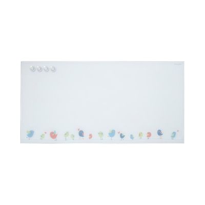 ECR4Kids MessageStor Magnetic Dry-Erase Glass Board with Magnets, 18in x 36in, Birds Image 1