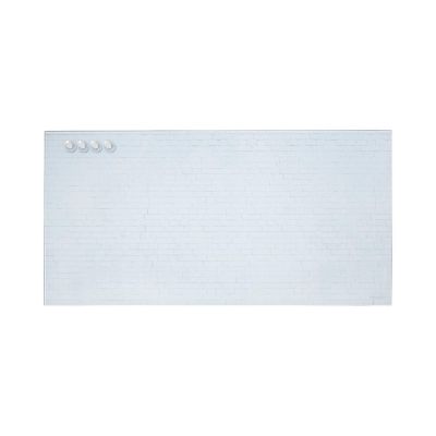 ECR4Kids MessageStor Magnetic Dry-Erase Glass Board with Magnets, 18in x 36in, White Brick Image 1