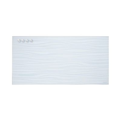 ECR4Kids MessageStor Magnetic Dry-Erase Glass Board with Magnets, 18in x 36in, White Waves Image 1