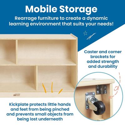 ECR4Kids Mobile Block Storage Cart, Medium, Natural Image 3