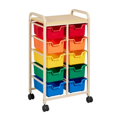 ECR4Kids Mobile Organizer with 10 Storage Bins, Sand/Assorted Image 1