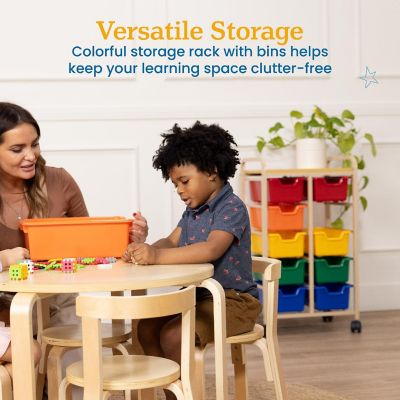 ECR4Kids Mobile Organizer with 10 Storage Bins, Sand/Assorted Image 2