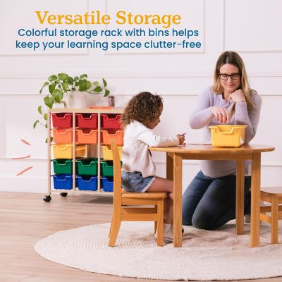 ECR4Kids Mobile Organizer with 15 Storage Bins, Sand/Assorted Image 2