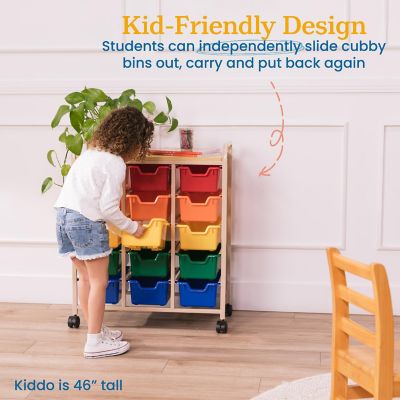 ECR4Kids Mobile Organizer with 15 Storage Bins, Sand/Assorted Image 3
