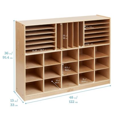 ECR4Kids Multi-Section Mobile Storage Cabinet, Classroom Furniture, Natural Image 1