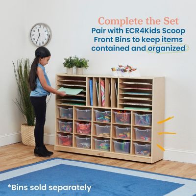 ECR4Kids Multi-Section Mobile Storage Cabinet, Natural Image 3