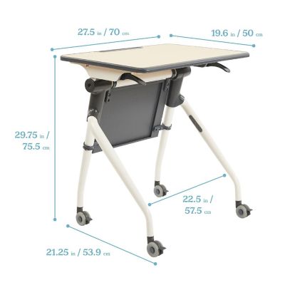 ECR4Kids Nesting Student Desk, Maple/Grey Image 1