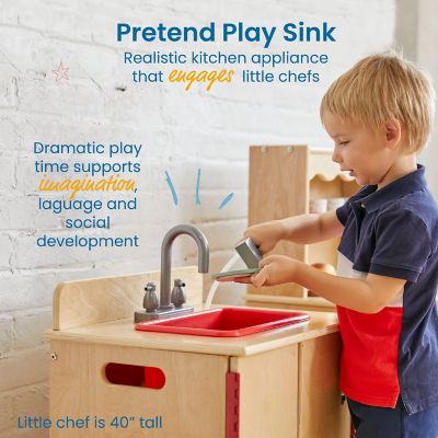 ECR4Kids Play Kitchen Sink, Natural Image 2