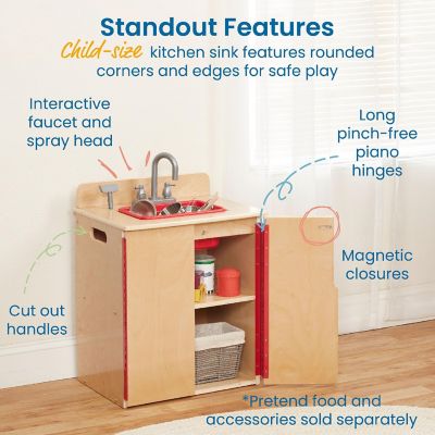 ECR4Kids Play Kitchen Sink, Natural Image 3
